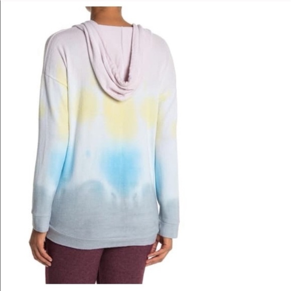 Theo and Spence Tie Dye V Neck Drawstring Hoodie - Picture 2 of 8